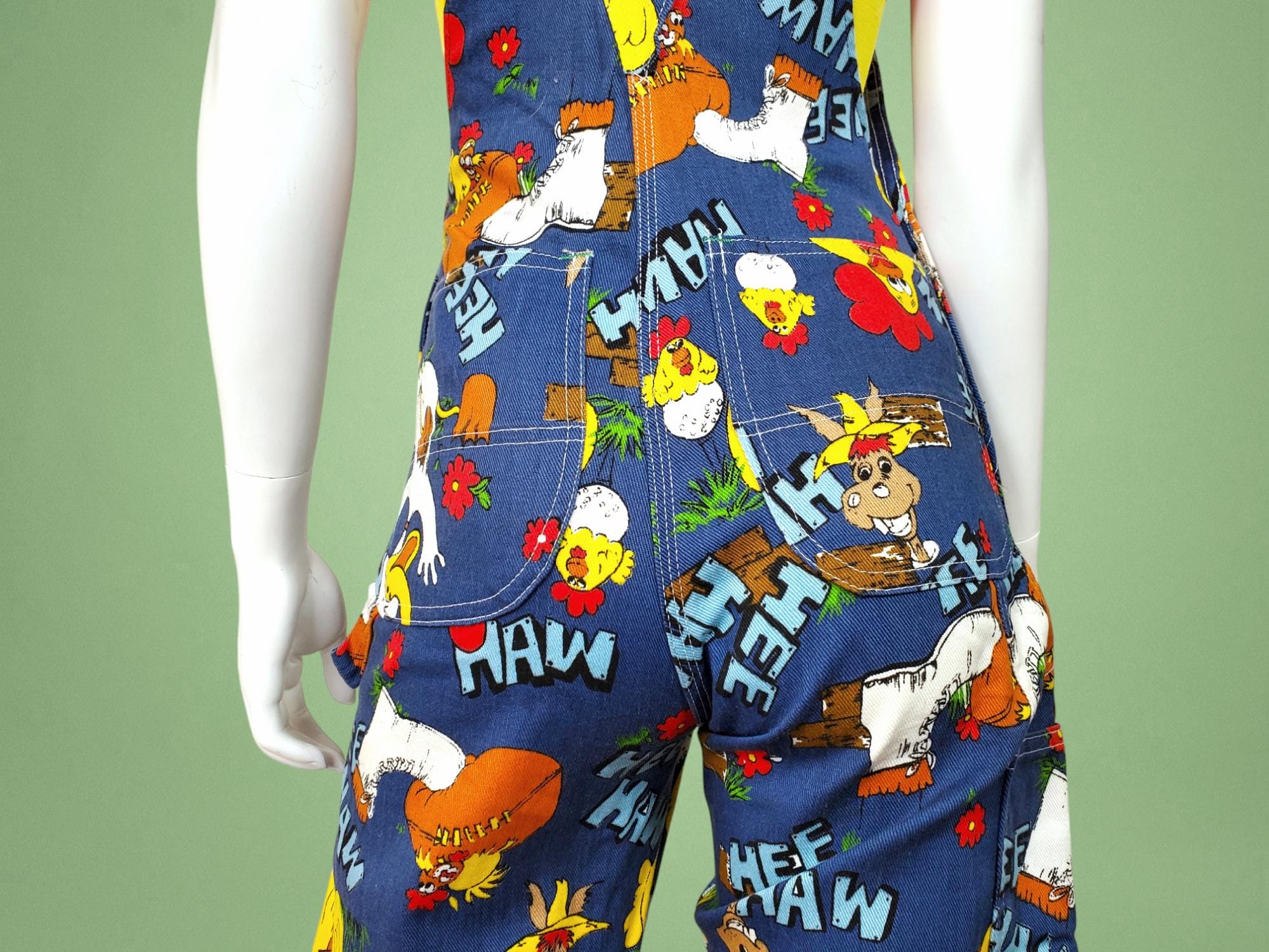 1970s Hee Haw Cartoon Overalls, Liberty Novelty Print (XS) - Etsy