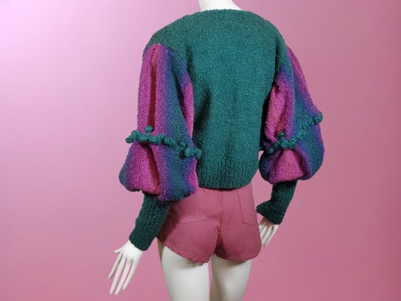 Unique vintage wool sweater bouclé knit mutton sl… - image 5