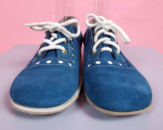 1960s Mod Lace-up Shoes. Blue Suede Vintage Bowling Shoes 1960s Mod Lace-up Shoes. Blue Suede Vintage Bowling Shoes