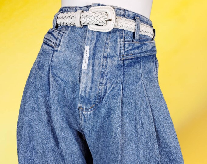 1980s Z Cavaricci Jeans. Ultra High Waist, Baggy Fit, Extreme Tapered