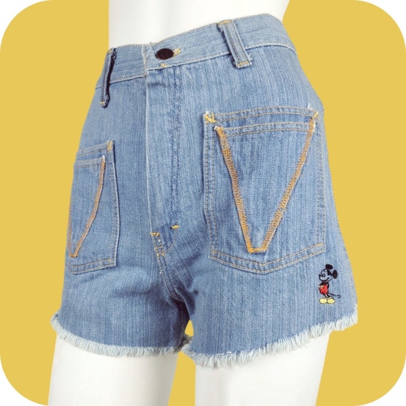 Mickey Mouse 70s shorts. Cut-offs with zig-zag st… - image 1