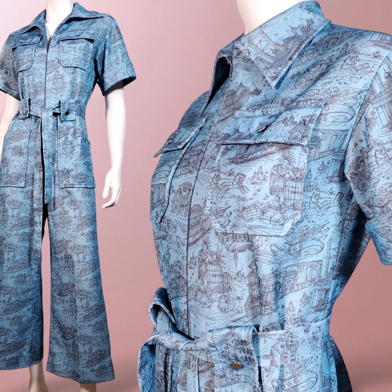 Vintage 70’s Blue Jumpsuit Size Medium Overall main image 0