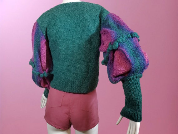 Unique vintage wool sweater bouclé knit mutton sl… - image 6