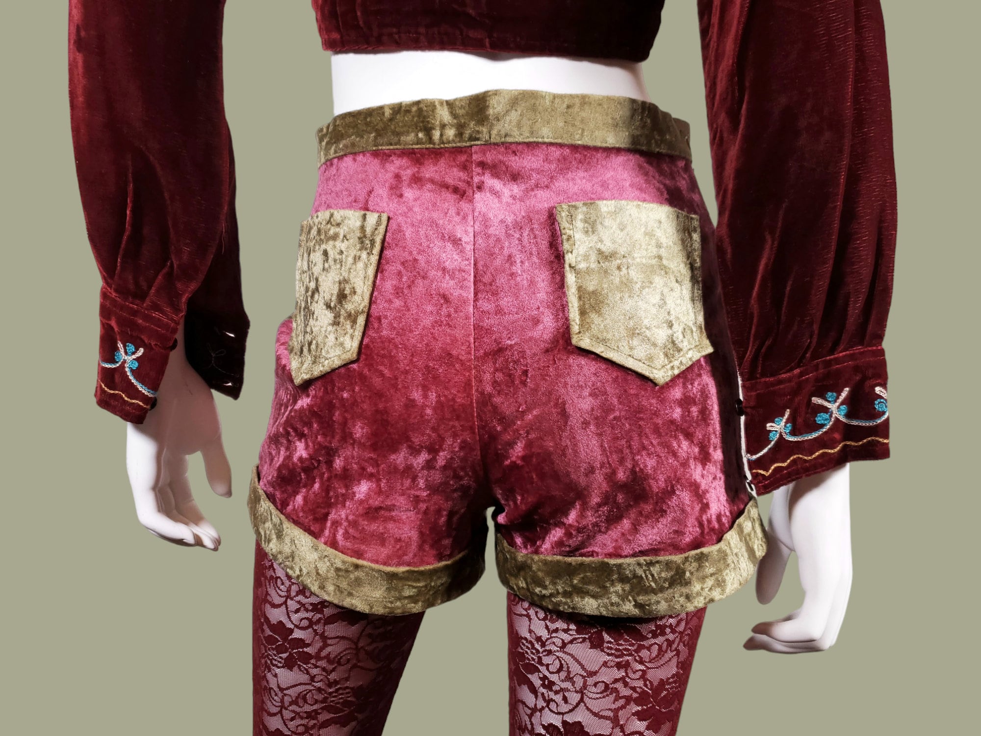 Crushed Velvet 60s Shorts Vintage Mod Gogo Hot Pants Cuffed