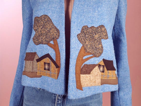 Vintage Wool Patchwork Jacket: 1980s Novelty cott… - image 9