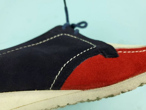 Vintage mod suede loafers. 1960s. Red, white, blu… - image 7