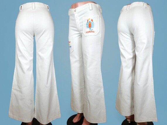 White vintage Scorpio pants jeans hiphugger bell … - image 3