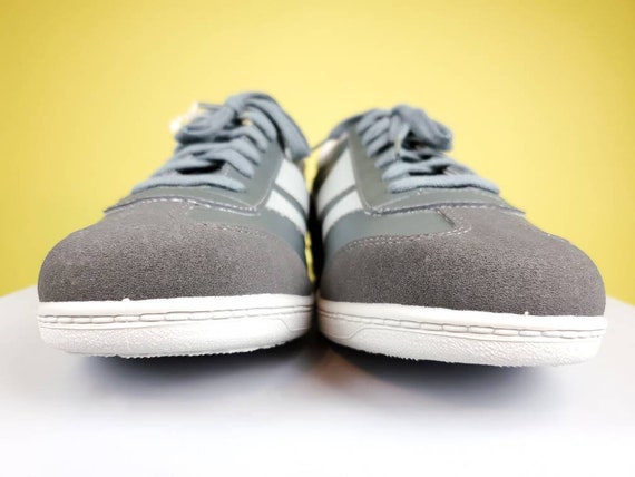 70s TRAX Sneakers: Deadstock Gray Vinyl Unisex Shoes (mens 9