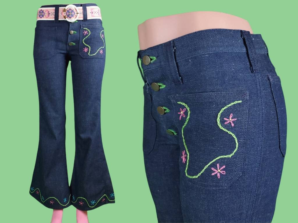 Flying Apple Vintage 70s Faded Double Button Sailor Jeans