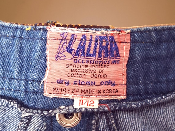1970s leather patchwork jeans, true quintessentia… - image 17
