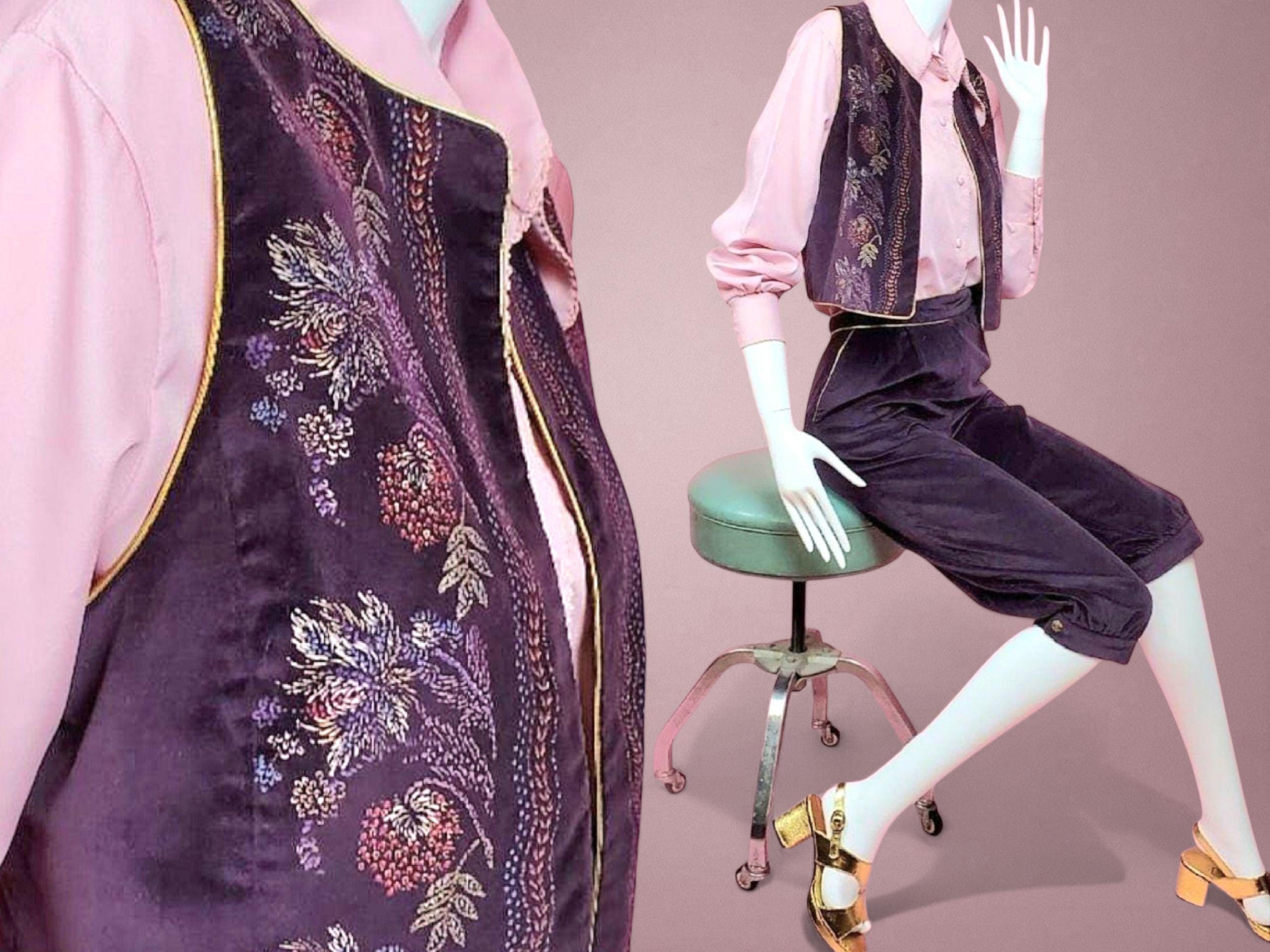 Vintage Velvet Knickers Set 1970s 80s Knickerbockers Pantsuit