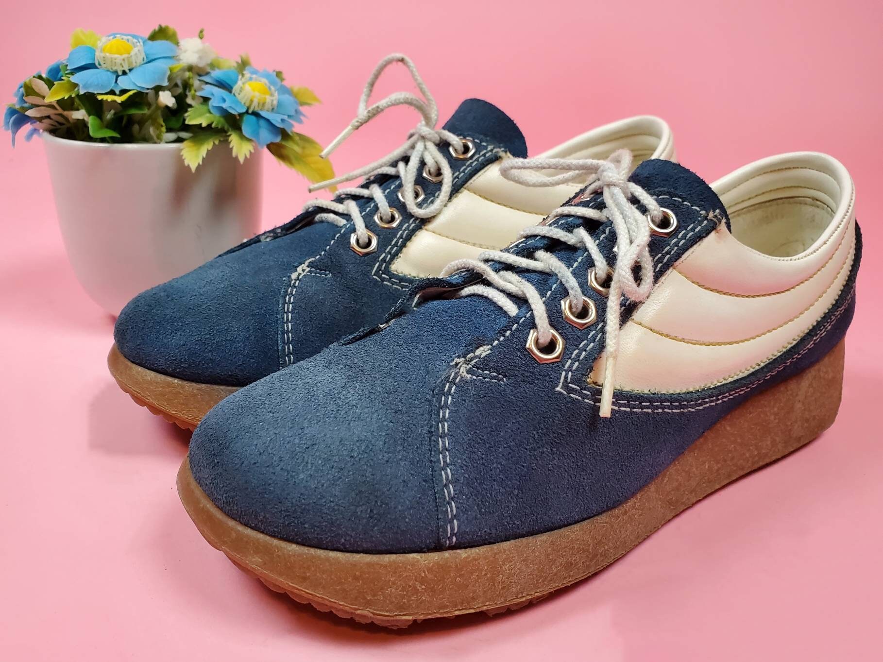 60s/70s Mod Sneaker Comfort Shoes. Blue Suede Shoes by | Etsy