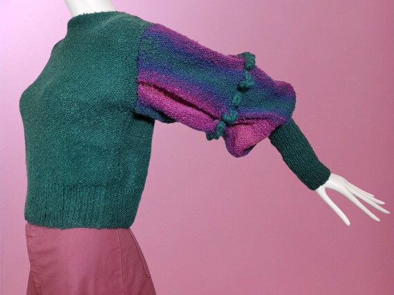 Unique vintage wool sweater bouclé knit mutton sl… - image 9