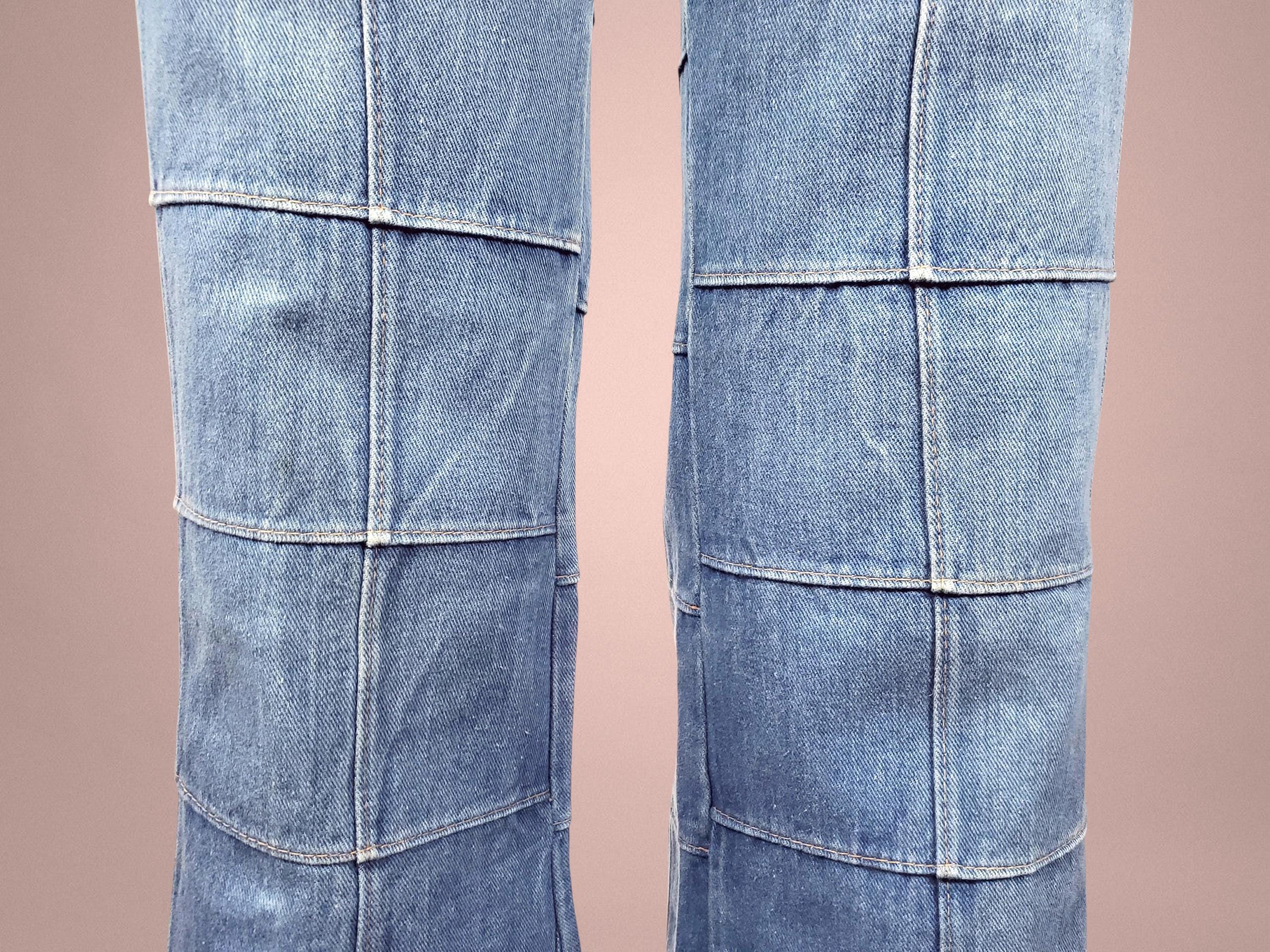 1970s BRITTANIA Patchwork Denim Bell Bottom Set, Window Pane 2