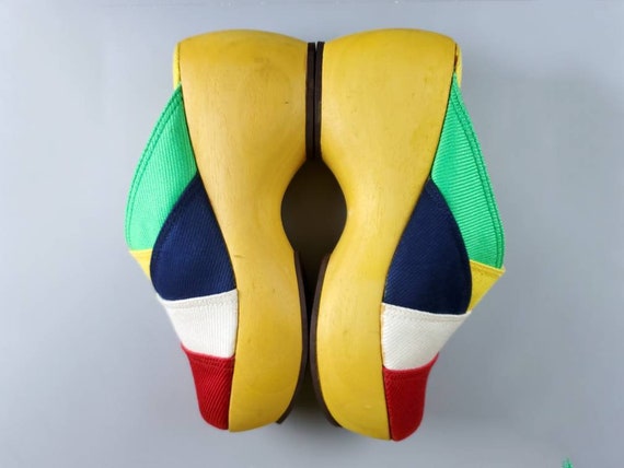 Vintage 60s Mod Colorblock Clogs by Pappagallo (S… - image 6