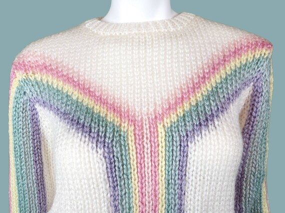 Pastel chunky rainbow sweater from the 70s. Pullo… - image 6