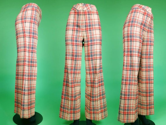 Vintage wool plaid pants. 60s/70s high rise, wide… - image 2