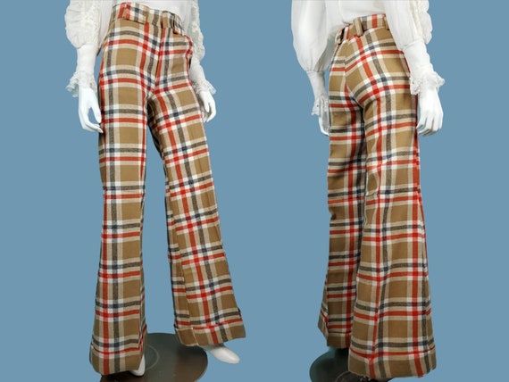 Deadstock cuffed plaid pants from the 70s. WIDE l… - image 4