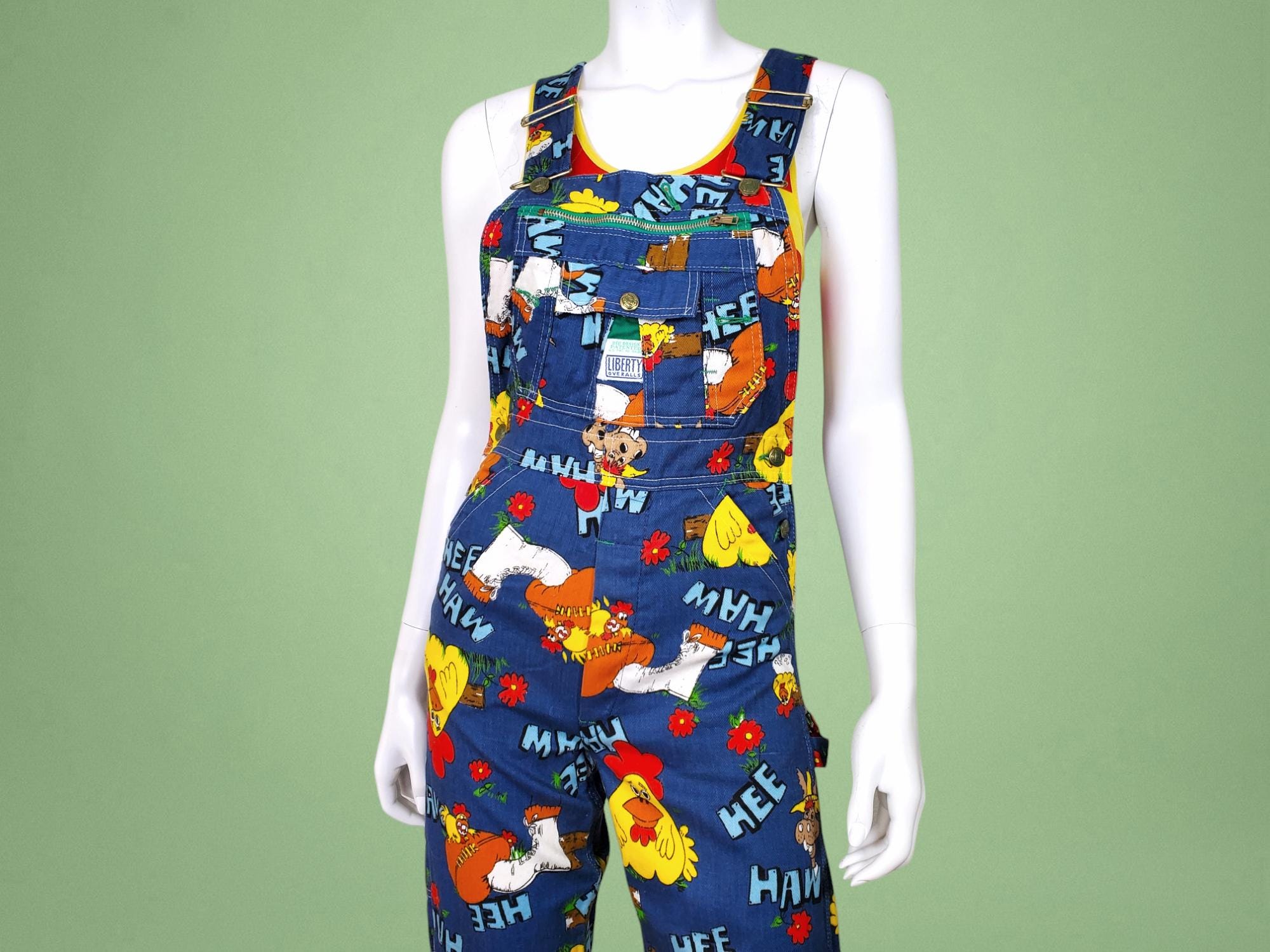 1970s Hee Haw Cartoon Overalls, Liberty Novelty Print (XS) - Etsy