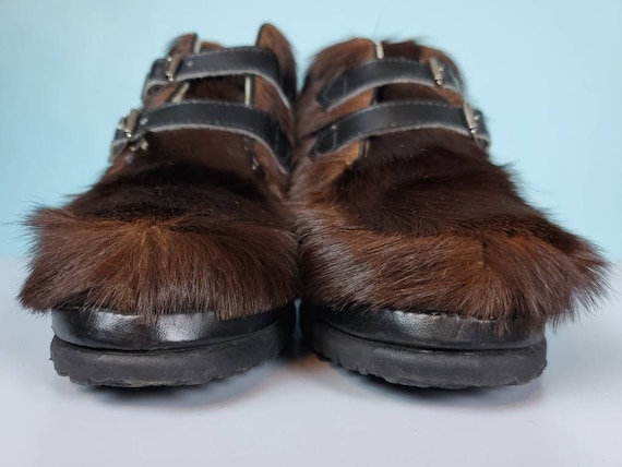 1960s mod winter booties. Dark chocolate fur. She… - image 2