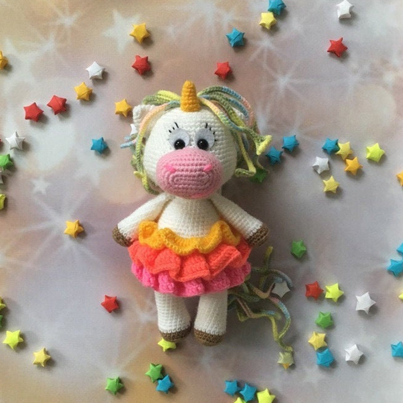 Handmade Unicorn Toy Knitted Unicorn Amigurumi Toy Thread Toy Etsy