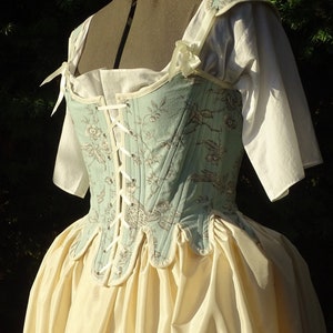 CUSTOM MADE Chinoiserie Corset with Lace-up Front/Back 1760-1780 18th Century Marie Antoinette Romantic Historical Reenactment Cosplay