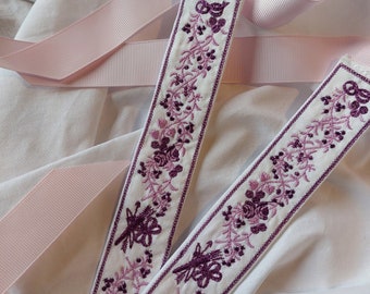 Par de ligas de Cupido del siglo XVIII en algodón y cinta de grosgrain