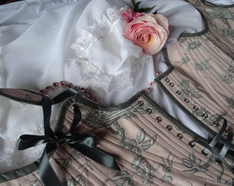 Custom-made "Laura" corset with front and back lacing, 1760-1780, 18th century, Marie Antoinette, romantic outlander, historical reenactment