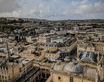 Bath SkylineDigital Print, Bath Print, City Skyline Print, Cityscape