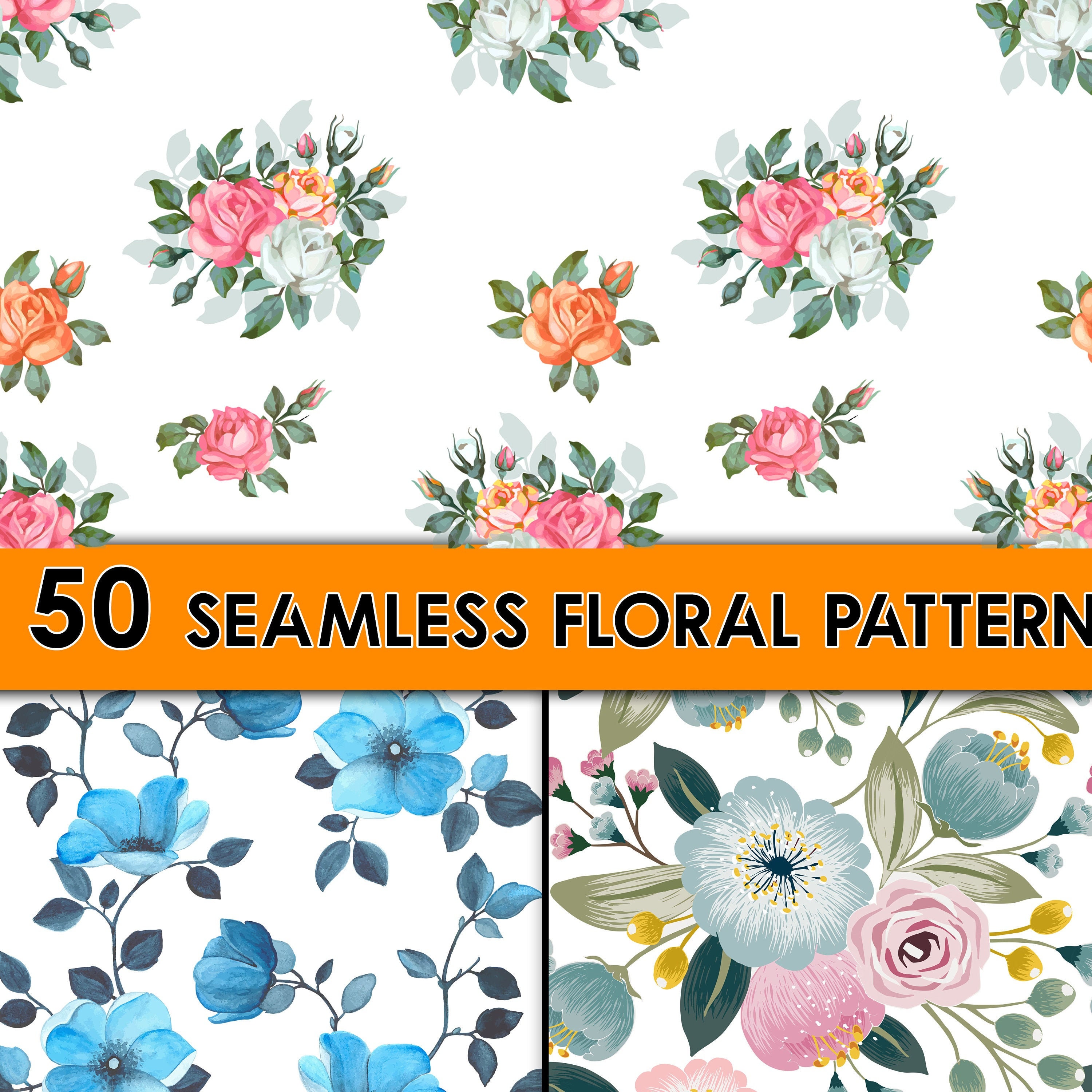 Download Seamless Flower Pattern Svg Png Bundle Transparent Etsy