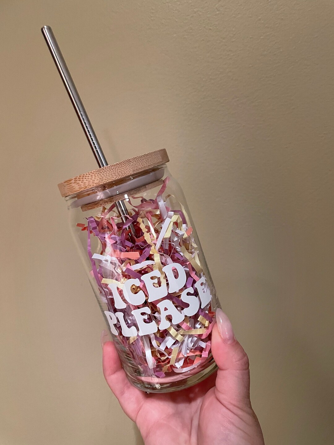 ICED PLEASE Coffee Glass Can Iced Coffee Glass Beer Etsy
