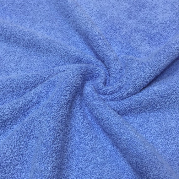 BLUE Double Sided Cotton TERRY TOWELLING Fabric Material