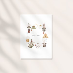 POSTKARTE CIRCUS 02 / Circus Kinder Postkarten für Kinder, Baby, Geburt