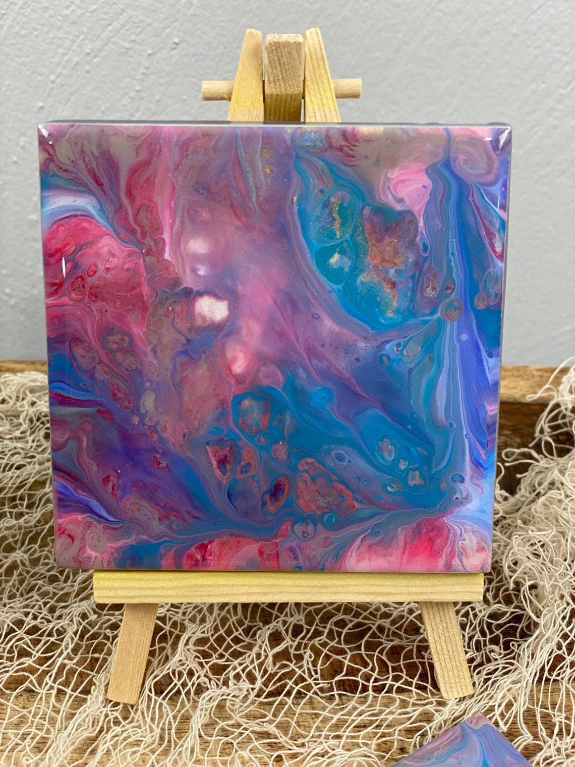 Hand painted coasters set of 4. Acrylic paint finished with Etsy