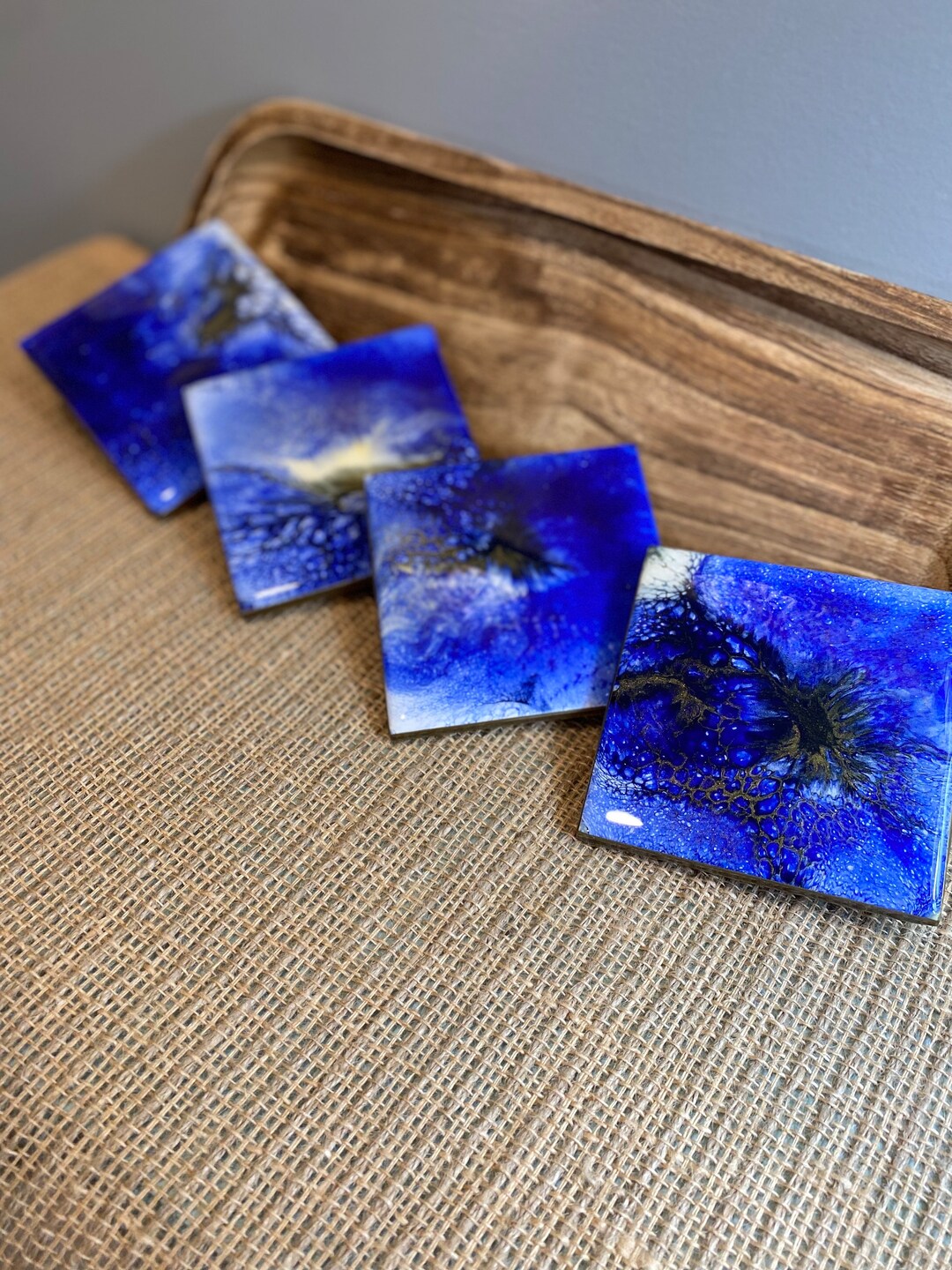 Hand Painted Coasters Set of 4. Acrylic Paint Finished With Etsy