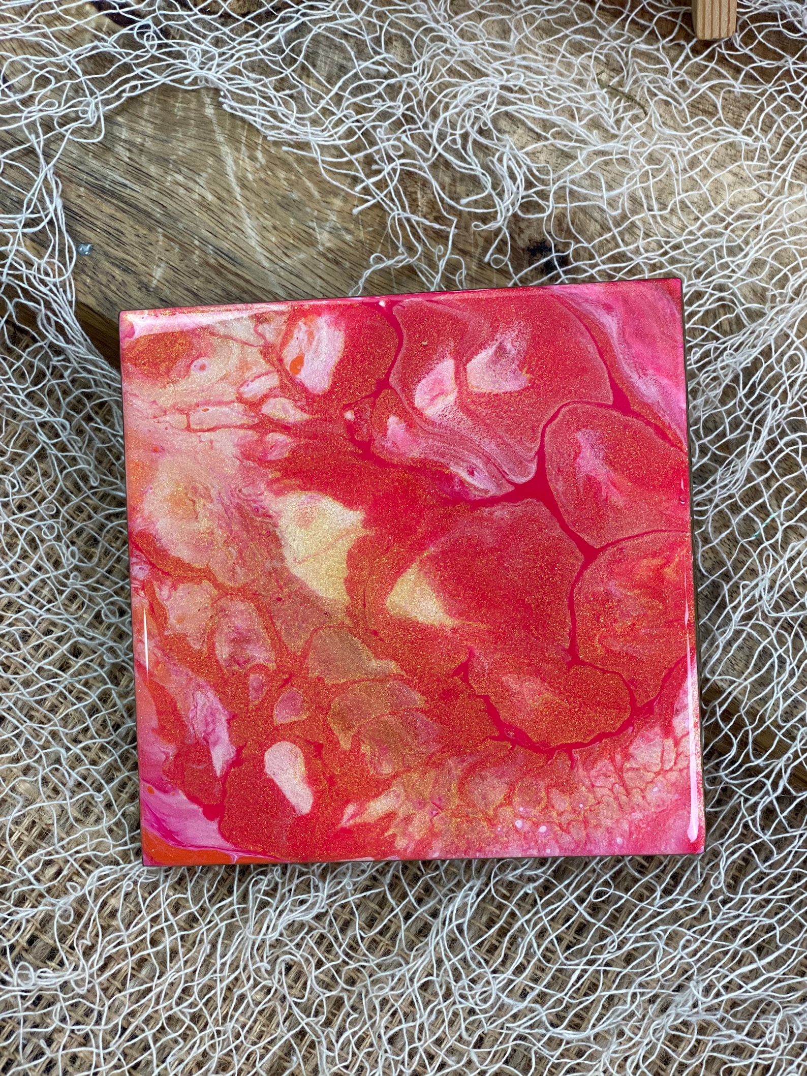 Hand painted coasters set of 4. Acrylic paint finished with Etsy