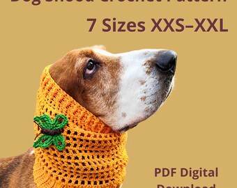 Hund Snood Häkelanleitung, Ohrenschützer, 7 Größen (PDF Download)