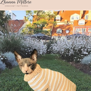 Sphynx cat sweater pattern, Crocheted sweater for cat pattern, Crochet dog sweater pattern, sphynx cat clothes, cat sweater crochet pattern. image 14
