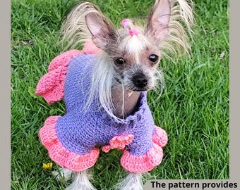 Hundekleid Schnittmuster, Häkelanleitung für Hunde, Größen S, M, und L.