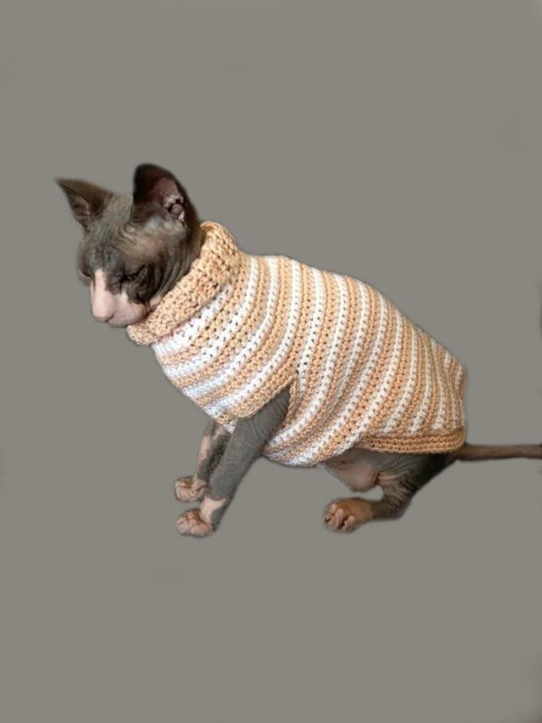 Sphynx Cat Sweater Pattern, Crocheted Sweater for Cat Pattern, Crochet