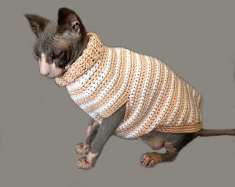 Sphynx cat sweater pattern, Crocheted sweater for cat pattern, Crochet dog sweater pattern, Small and Medium dog sweater pattern.