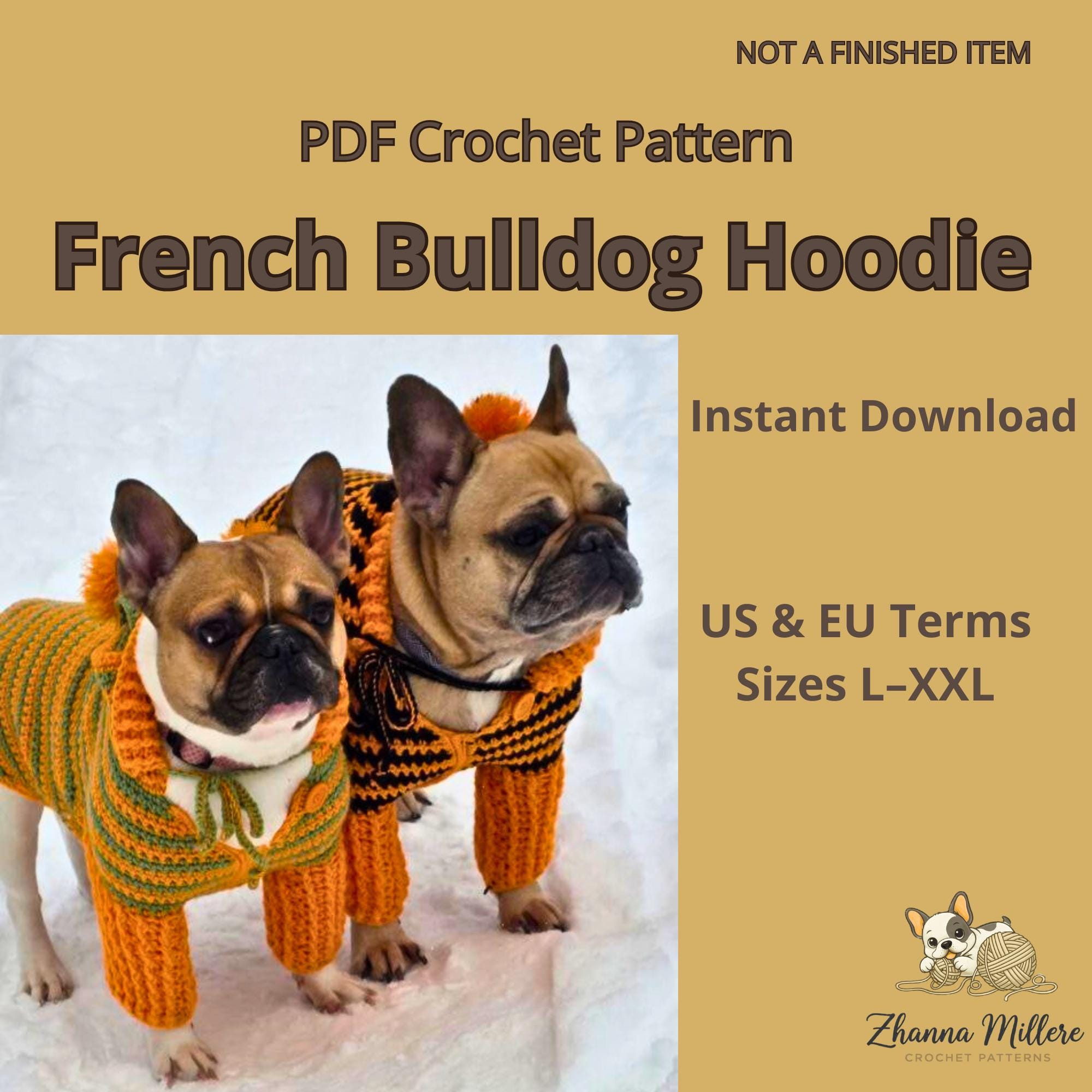 38 French Bulldog Crochet Patterns for Adorable Amigurumi Dogs 33 French Bulldog Hoodie