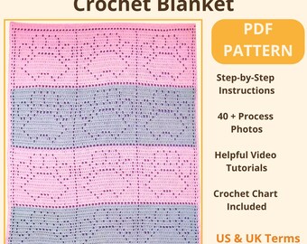 Einfaches Häkeldecke-Muster PDF | Anfänger Häkeldecke | Gemütliche Baby, Haustier & Wohndekor Decke | Graphik + Schritt-für-Schritt-Anleitung