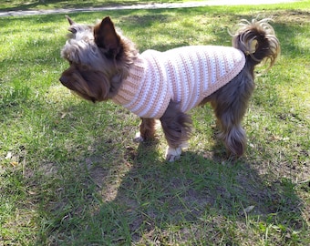 Crochet dog sweater pattern, Cat clothes pattern, Striped crochet sweater for dogs, Crochet dog vest, Small Medium size