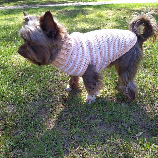 Crochet dog sweater pattern, Cat clothes pattern, Striped crochet sweater for dogs, Crochet dog vest, Small Medium size