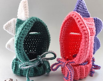 Crochet dog hats, cat hat pattern, dog beanie, dog hats with ear holes, Dinosaur dog hat, crochet pet hat, small dog hats, dog winter hats.
