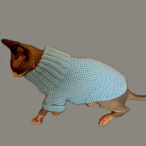 Cat sweater, crochet patterns, sphynx cat clothes, pattern for cat, cat winter coats, cat jacket, dog winter coat, easy crochet pattern.