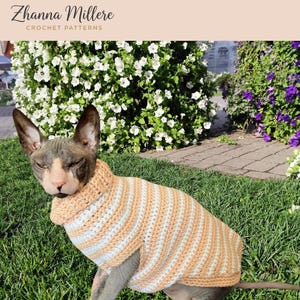 Sphynx cat sweater pattern, Crocheted sweater for cat pattern, Crochet dog sweater pattern, sphynx cat clothes, cat sweater crochet pattern. image 16