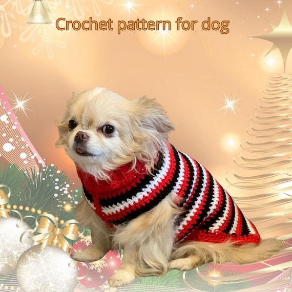 かぎ針編みの犬用セーターのパターン、ペットの服、小型犬用の犬用服