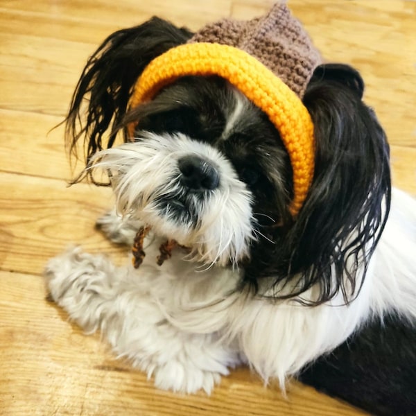 Dog hat crochet pattern, winter hats for dogs, tutorial crochet, dog lover gift, small dog hat, crochet hat for cat, dog hat with ear holes.